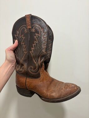 Women's Two-Tone Brown Leather Western Moto Boots